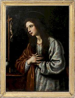 OLD MASTER MARY MAGDALENE OIL ON CANVAS 17TH C.