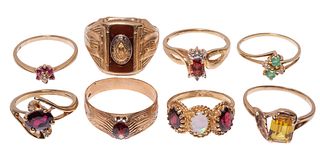 14k and 10k Gold and Gemstone Ring Assortment