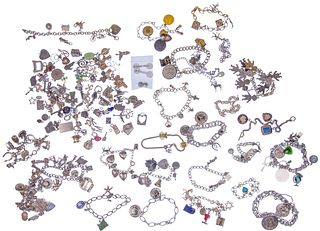 Sterling Silver and Costume Charm Bracelet Assortment
