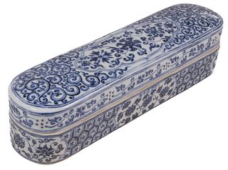 Chinese Blue and White Porcelain Scribe Box