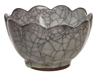 Chinese Celadon Guan-type Glazed Lotus Bowl