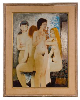 Pierre Lavarenne (French, b.1928) 'Les Modeles' Oil on Canvas