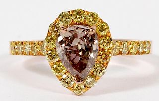 1.04CT PEAR DIAMOND AND 18KT ROSE GOLD RING