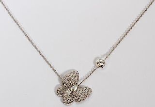 DIAMOND AND 18KT WHITE GOLD BUTTERFLY NECKLACE