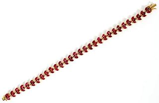 RUBY AND GOLD BRACELET TW.14 GRAMS