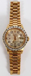 ROLEX OYSTER PERPETUAL DATE JUST 18KT GOLD WATCH