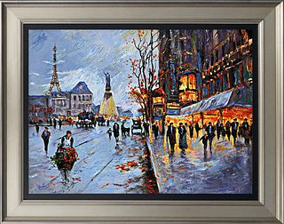 Limited Edition Hand embellished canvas Michael Schofield Paris
