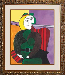 Picasso Limited Edition Woman in the Red Arm Chair limited edition lithograph Collection Domain after Picasso