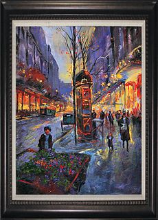 Parisian Flower Hand embellished Canvas by Michael Schofield