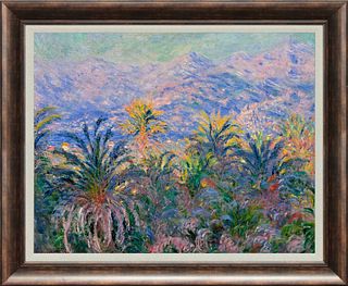 Renoir Palm trees at Bordighera Hand Embellished on canvas landscape after Renoir