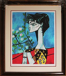 Limited Edition -Jacqueline With Flowers after Pablo Picasso Collection Domain after Picasso
