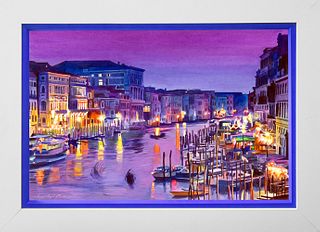 Venice Twilight Hand embellished  canvas by David Lloyd Glover