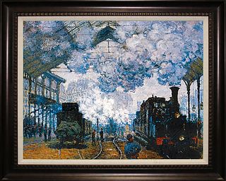 Saint-Lazare Station after Claude Monet Limited Edition hand embellished on canvas