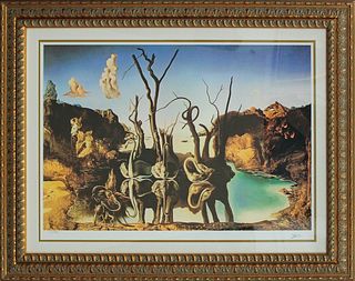 Salvador Dali Limited Edition Lithograph after Dali Swans Reflecting Elephants