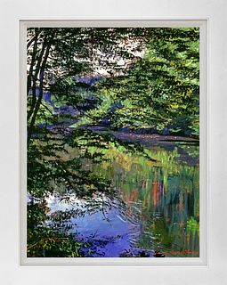 Peaceful River Hand embellished Limited Edition canvas  David Lloyd Glover