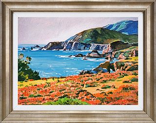 Big Sur Wildflowers Hand embellished canvas  David Lloyd Glover