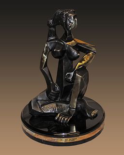 Pablo Picasso Sitting Woman Patinated Bronze Sculpture after Pablo Picasso