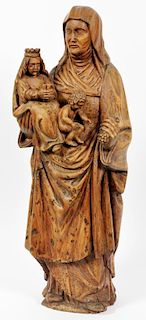 MEDIEVAL HAND CARVED WOOD RELIGIOUS SCULPTURE