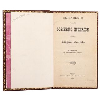 Herrera, José Joaquín - Otero, Mariano. Reglamento para el Gobierno Interior del Congreso General. México, 1848. 1 lámina plegada.
