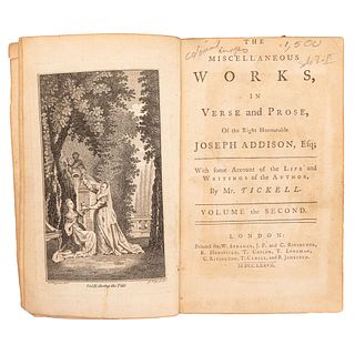 Addison, Joseph / Mr. Tickell. The Miscellaneous Works, in Verse and Prose, of the Right Honourable... London, 1777.  Tomo II.
