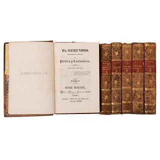 Fr. Gerundio. Periódico Satírico de Política y Costumbres.  Madrid: Imprenta de Mellado, 1839 - 1840. Tomos I - VI. Con grabados.