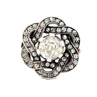Early Art Deco 18k Diamond Interlaced Ring