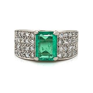Platinum Diamond Emerald Ring Â 