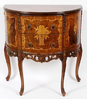 FRENCH STYLE WALNUT FRUITWOOD INLAID COMMODE