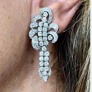 Art Deco Platinum 6.80 Ct. Diamond Earrings
