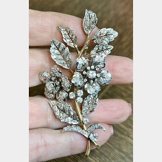 5.00 Ct Diamond Victorian Flower Motif Brooch