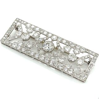 Art Deco Platinum 8.60 Ct. Diamond Brooch