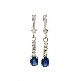 14k Sapphire Diamond Dangle Earrings
