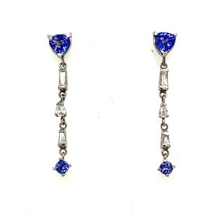 14k Diamond Tanzanite Dangle Earrings