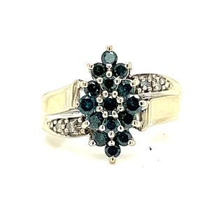 18k Green & White Diamond Ring
