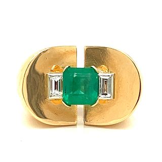 18k 1960â€™s Emerald Diamond Ring
