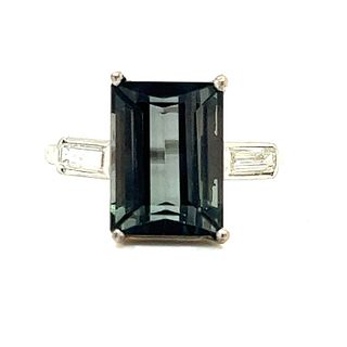 Platinum Black Tourmaline Diamond Engagement Ring