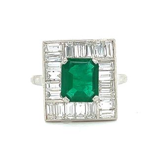Platinum EGL Certified Emerald & Diamond Ring