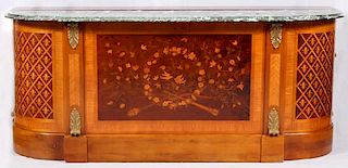MARQUETRY INLAY MARBLE TOP BAR