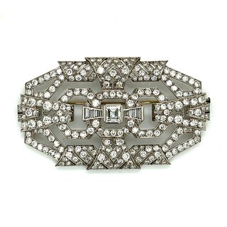 Art Deco Platinum 18.40 Ct. Diamond Brooch