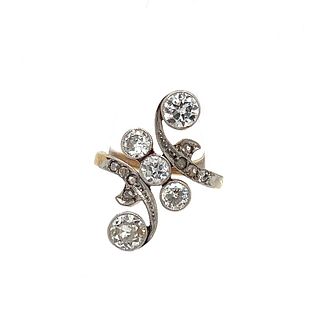 Art Nouveau 18k Platinum Diamond Ring