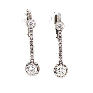 Platinum Art Deco Diamond Drop Earrings