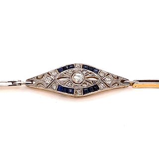 Art Deco 18k Diamond Sapphire Bracelet