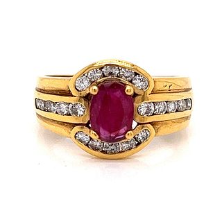 18k Retro Ruby Diamond Ring