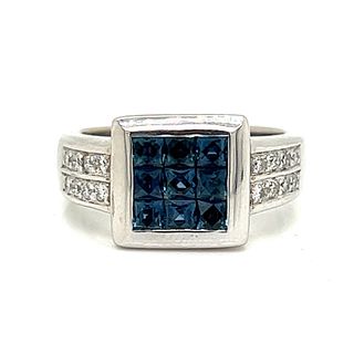 18k London Blue Topaz Diamond Ring