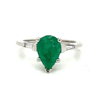 14k Emerald Diamond Engagement Ring
