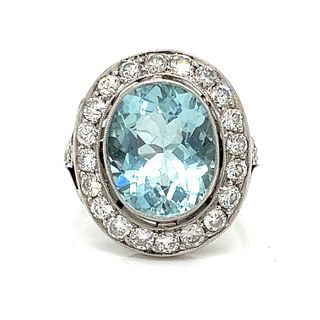 Platinum Aqua Diamond Ring