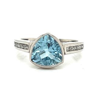 14k Aqua Diamond Ring