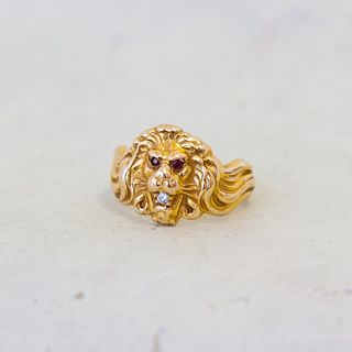 Antique Lion Ring, 14k