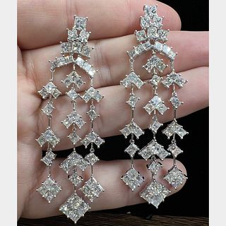 18K White Gold 14.74 Ct. Diamond Chandelier Earrings