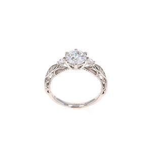 Opulent Three Stone Diamond & Platinum Ring